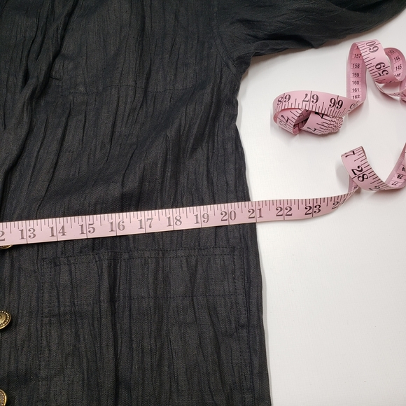 Vintage Black Women's Linen Jacket Blazer Relaxed Boxy - Picture 14 of 16